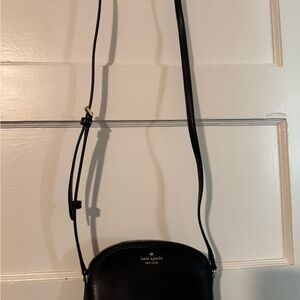 kate spade Black Leather Dome Crossbody with Gold Logo